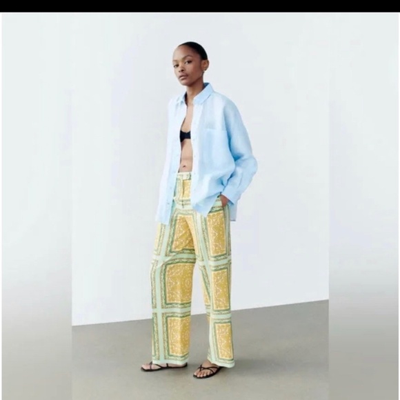 NWT Zara Linen Blend Pants Size Small - Picture 1 of 6